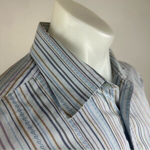 Ted Baker Men's Striped Shirt - Blue, Brown, and White